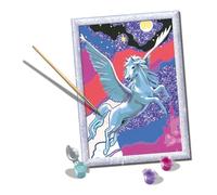 Ravensburger - CreArt Serie D: Pegaso Brillante, Pintar por Números, Cuadros para Niños, Kit Completo con Marco y Purpurina, 24x18 cm, para 7+ Años
