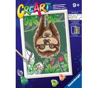 Ravensburger - CreArt Serie D: Perezoso Holgazán, Pintar por Numeros Niños, Cuadros para Pintar por Numeros Niños, Incluye Completo Kit Pintar y Marco, para Niños de 9+ Años, 24x18 cm