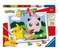 Ravensburger - Creart D: Pokemon | Pintar por Numeros Niños | Kit Manualidades Pokémon | Kit Pintura Niños Completo | Manualidades 7 años | Incluye Marco 18x24cm