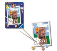 Ravensburger - CreArt Serie E: Cachorro con Flor, Pintar por Numeros Niños, Cuadros para Pintar por Numeros Niños, Incluye Completo Kit Pintar y Marco, para Niños de 7+ Años, 18x13 cm