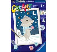Ravensburger - CreArt Serie E: Tejón bajo Las Estrellas, Pintar por Numeros Niños, Incluye Completo Kit Pintar y Marco, para Niños de 7+ Años, 18x13 cm, con Pegatinas Brillantes
