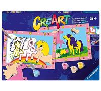 Ravensburger - CreArt Serie Junior: Caballos, Kit para Pintar por Números, Contiene Dos Tablas Preimpresas, un Pincel, Colores, Juego Creativo para Niños y Niñas 5+ Años