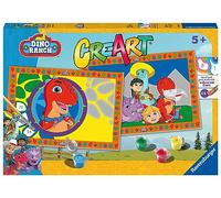 Ravensburger - CreArt Serie Junior: Dino Ranch, Kit para Pintar por Números, Contiene Dos Tablas Preimpresas, un Pincel, Colores, Juego Creativo para Niños y Niñas 5+ Años