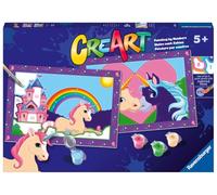Ravensburger - CreArt Serie Junior: Unicornio, Pintar por Numeros Adultos y Niños, Cuadros para Pintar por Numeros, Incluye Completo Kit Pintar y Marco, Tema Animales, Para Niños 5+ Años, 33x23cm