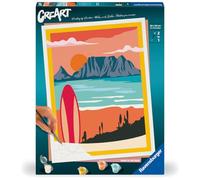 Ravensburger - Creart Serie Premium B: Puesta De Sol Con Tabla De Surf | Pintar Por Numeros Adultos Y Niños | Cuadros Para Pintar Por Numeros | Manualidades Adultos Y Niños De 14 Años O Más 40x30cm