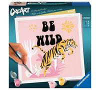 Ravensburger - CreArt Be Wild: Tigre, Kit para Pintar por Números, Contiene una Tabla Preimpresa 20x20 cm, Pincel, Colores y Accesorios, Juego Creativo Relajante para Adultos 14+ Años