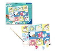 Ravensburger - CreArt Squishmallows, Kit pintar por números adultos | Kit con lámina 18x24 cm, colores, pincel y marco incluidos; incluye todo lo necesario para pintar para adultos.