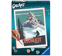 Ravensburger - CreArt Zermatt en Suiza, Kit para Pintar por Números, Contiene una Tabla Preimpresa 24x30 cm, Pincel, Colores y Accesorios, Juego Creativo Relajante para Adultos 14+ Años