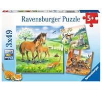 Ravensburger Cuddle Time - Juego de Rompecabezas de 3 x 49 Piezas para niños - 08029 - Cada Pieza es única, Las Piezas encajan Perfectamente