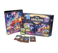 Ravensburger Disney Lorcana TCG - Set 6 La Mer Azurite - Caja de Regalo para coleccionista - Tarjeta de Puntada Brillante - 4 Refuerzos de 12 Cartas aleatorias - Portafolio - Versión Francesa