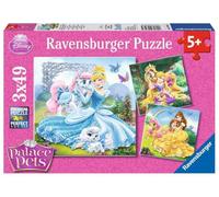 Disney Princesas Puzzles 3 x 49 Piezas, diseño Belle, Cenicienta y Rapunzel (Ravensburger 09346 5)