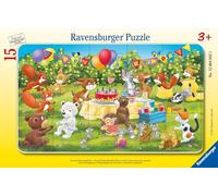 Ravensburger - Fiesta de cumpleaños, Puzzle niños 3 años, 15 Piezas con Marco
