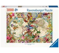 Ravensburger - Rompecabezas Mapamundi Flora y Fauna - 3000 piezas 121x80 cm - Adultos
