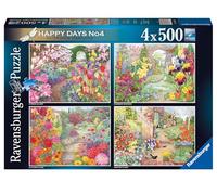 Ravensburger Rompecabezas Happy Days Glorious Gardens – 4×500 piezas – Multicolor – Desde 10 años