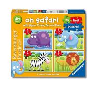 Ravensburger - Mi Primer Puzzle: Safari | Puzzle 1 Año Que Incluye 4 Piezas De 2-3-4-5 Piezas | Puzzle Bebe 1 Año O Más | Rompecabezas Niños Iniciarse 11,5x16,5cm