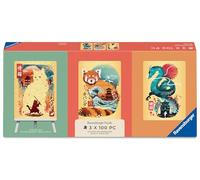 Ravensburger Minipuzzle-Trio 100 Teile - Ukiyo-e Katzenkrieger, Roter Panda & Drache