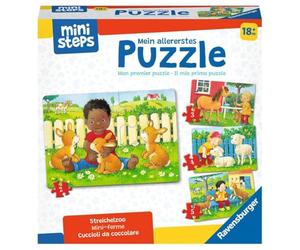 Ravensburger ministeps 4169 Mein allererstes Puzzle: Streichelzoo - 4 erste Puzzles mit 2-5 Teilen, Spielzeug ab 18 Monate
