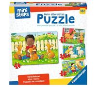 Ravensburger ministeps 4169 Mi primer rompecabezas: zoológico de mascotas, 4 primeros puzzles con 2-5 piezas, juguete a partir de 18 meses