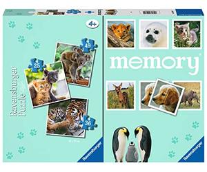 Ravensburger - Multipack Cachorros, Memory® 48 Cartas + 3 Puzzle Niños de 25/36/49 Piezas, 4+ Años