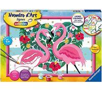 Numero dart - grand format - Flamingos amoureux - Ravensburger - Kit complet de Peinture au numero - Des 9 ans