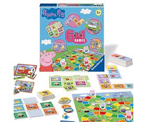 Ravensburger Peppa Pig - Juego de compendio 6 en 1 para niños de 3 años en adelante: Bingo, Memoria, dominó, Serpientes y escaleras, Damas y Cartas