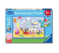 Ravensburger - Peppa Pig, Puzzle niños 3 años, 2 Puzzles de 12 Piezas | Incluye 2 puzles de Peppa Pig de 12 piezas cada uno, juegos educativos y divertidos, ideales como regalo para niños a partir
