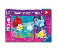 Ravensburger - Princesas Disney, Puzzle niños 5 años, con 3 Puzzles de 49 Piezas.
