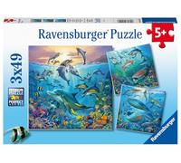 Ravensburger- Tierwelt Des Ozeans Vida Silvestre Puzle Infantil 05149-Puzzle para niños a Partir de 5 años (3 x 49 Piezas), diseño de Animales del océano, Color Amarillo (5149)