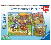 Ravensburger-Tiere Infantil 05150, Torneo de Caballeros en la Edad Media, puzle para niños a Partir de 5 años, con 3 x 49 Piezas, Color Azul