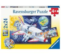 Ravensburger- Tiere Puzle Infantil 05665 Viaje por el Espacio - Puzzle de 2 x 24 Piezas para niños a Partir de 4 años