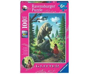 Ravensburger Puzle Infantil 12988 Caperucita Roja y el Lobo - Puzzle de Cuento de Hadas para niños a Partir de 6 años, con 100 Piezas en Formato XXL, con Purpurina