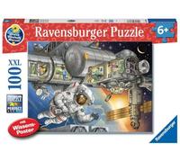 Ravensburger Rompecabezas para niños en la estación espacial-¿Por qué ¿Por qué ¿Por qué Puzzle de 100 piezas XXL + póster de conocimiento para fans del espacio a partir de 6 años, color blanco (13366)