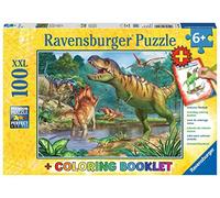 Ravensburger Puzle Infantil 13695 World of Dinosaurier - Puzzle de Dinosaurios para niños a Partir de 6 años, con 100 Piezas en Formato XXL, Incluye Cuaderno de Colorear