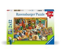 Ravensburger Puzle Infantil 2 x 12 Piezas - Taller de Navidad