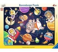 Ravensburger Puzle Infantil con Marco de 30 a 48 Piezas, diseño de astronautas Animales