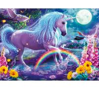 Ravensburger- Puzzle 100 Piezas XXL-Unicornio Brillante (colección de Lentejuelas) Fantasy & Fairy Tale, Multicolor, 19 x 14 Inches (49 x 36 cm). (12980)