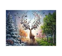 Ravensburger - Puzzle 1000 Piezas 50 Aniversario | Puzzle Adultos 70x50cm | 1000 Piezas Ciervo Mágico y Las Cuatro Estaciones | Rompecabezas Ilustrados