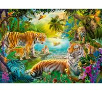 Ravensburger Puzzle 12001384 - Tiger Family in The Oasis - 500 Teile Puzzle für