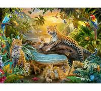 Ravensburger - Puzzle Leopard Family In The Jungle 1500P (12000738) Toy NUEVO