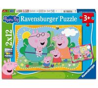Ravensburger - Puzzle 2 x 12 Piezas: Happy Families, Puzzle Niños 3 Años o Más, Rompecabezas Niños, 26 x 18 Cm, Regalo Niño 3 Años, Regalo Original
