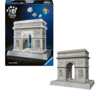 Ravensburger Puzzle 3D Iconics: 12008029 Arco Triunfal luz - El Famoso Monumento al Final de los Campos Elíseos en París como Modelo Iluminado