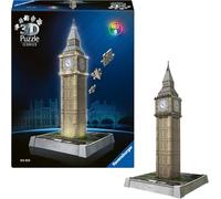 Ravensburger - Puzzle 3D Iconics: Big Ben - con luz - El Famoso hito de Londres como Modelo detallado e Iluminado