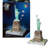 Ravensburger - Puzzle 3D Adultos Iconics: Estatua De La Libertad Led | Puzzles 3D para Adultos Y Niños De 8 Años O Más | Maquetas para Montar De 108 Piezas | Regalos Niños 8 Años O Más