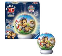 Ravensburger - Puzzle 3D Bola Paw Patrol con luz 74 Piezas, Puzzle +6 años | Puzzle 3D Nightlight Paw Patrol de 74 piezas para niños +6 años, maqueta para montar y original idea de regalo.