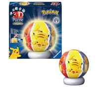 Ravensburger - Puzzle 3D Bola Pokémon con luz 74 Piezas, Puzzle 6+ años | Puzzle 3D Nightlight Pokémon de 74 piezas para niños +6 años, maqueta para montar y original idea de regalo.