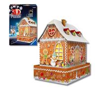 Ravensburger - Puzzle 3D Casa de Jengibre LED 257 Piezas, +8 años | Puzzle 3D Casa de Jengibre con luces LED, 257 piezas, maqueta para montar para niños +8 años, ideal como regalo.
