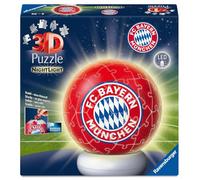 Ravensburger Puzzle 3D del FC Bayern de Múnich - Puzzle 3D para niños a Partir de 6 años - Bola de Rompecabezas con luz LED Nocturna como lámpara de Noche para niños - FC Bayern Múnich Regalos para