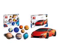 Ravensburger - Puzzle 3D, Sistema Planetario + Puzzle 3D, Lamborghini Huracán EVO, Edad Recomendada 8 +, 108 Piezas - Dimensiones: 25.1 x 12.4 x 6.5 cm
