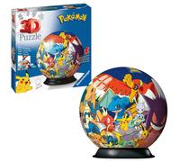 Ravensburger - puzzle ball 3d, pokémon, con soporte, maqueta para adu