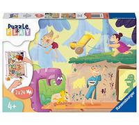 Ravensburger - Puzzle Cavernícolas, Línea Puzzle & Play, 2 Puzzle de 24 Piezas, Puzzle para Niños, Edad Recomendada 4+ Años